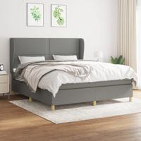 Boxspring met matras stof donkergrijs 160x200 cm