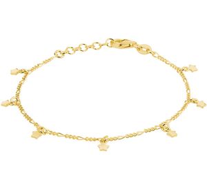 Armband Sterren zilver goudkleurig 1,4 mm 16 + 2 cm