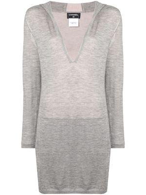 CHANEL Pre-Owned pull long à capuche - Gris
