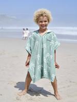 Gepersonaliseerde bad-/strandponcho voor kinderen, met gerecycled katoen mintgroen