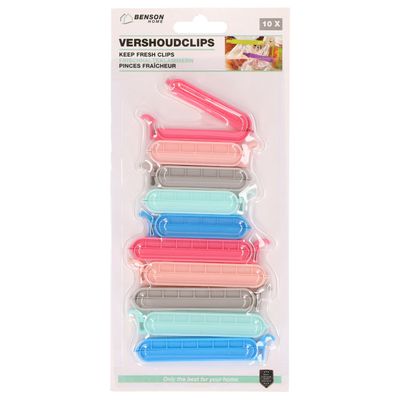 Vershoudclips/vershoudknijpers - 10x - kunststof - pastel kleuren