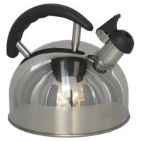 Gerimport Fluitketel / waterkoker - RVS - 2 liter - zilver / zwart - vakantie / camping