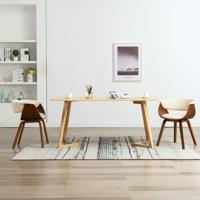 Eetkamerstoelen 2 st gebogen hout en kunstleer crèmekleurig