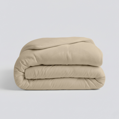 1+1 Gratis Wasbaar Easy Dekbed Zonder Overtrek - Zonder Overtrek - Waffle Band - Zand - Dekbed-Discounter.nl