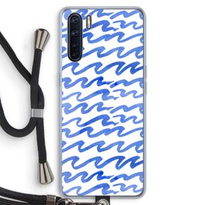 Blauwe golven: Oppo A91 Transparant Hoesje met koord