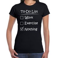 To to list excercise fun tekst t-shirt voor dames zwart - thumbnail