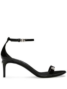 Dolce & Gabbana logo-plaque patent-leather sandals - Noir