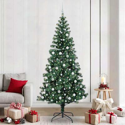 VidaXL Kunstmatig voorverlicht kerstboom groen 240 cm pvc en metaal