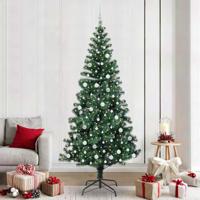 VidaXL Kunstmatig voorverlicht kerstboom groen 240 cm pvc en metaal