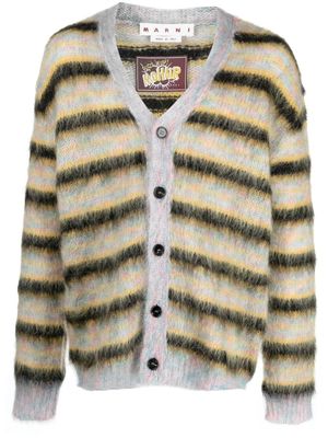 Marni cardigan en mohair à rayures - Jaune
