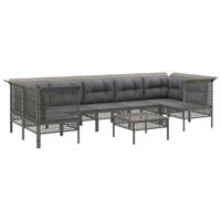 vidaXL 8-delige Loungeset met kussens poly rattan grijs