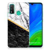 Huawei P Smart 2020 TPU Siliconen Hoesje Marmer Wit Zwart - Origineel Cadeau Man - thumbnail