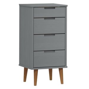 The Living Store MOLDE Ladekast - 40x35x82 cm - Grijs - Massief grenenhout met uv-vernis