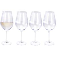 4x Witte/rode wijnglazen - 52 cl/520 ml - van kristalglas