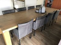 Set van 8 leren kuip eetkamerstoelen - met wieltjes - grijs leer - Echt leer, Modern, ontdek de vele Leersoorten en Kleuren bij ShopX
