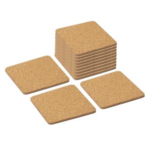 Onderzetters voor glazen - 12x - vierkant - kurk - 10 x 10 cm