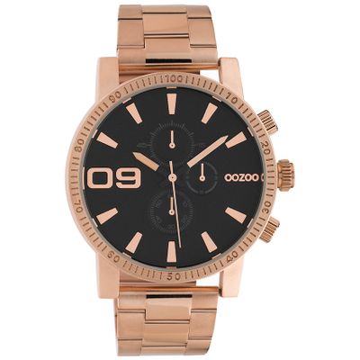 OOZOO C10708 Horloge Timepieces staal rosekleurig-zwart 45 mm