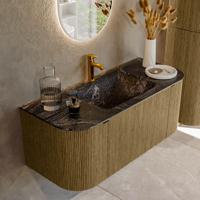 Badmeubel Mondiaz Kurve-Dlux | 110 cm cm | Meubelkleur Dusk | Wastafelkleur Lava | Solid surface | Wasbak midden spoelbak | 1 kraangat