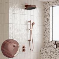 Regendouche set SaniClear Evolution Curved | 30 cm | Incl.Inbouwdeel | 2 standen handdouche | Met glijstang | Koper Geborsteld