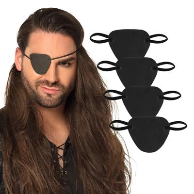 Piraten ooglapjes - zwart - 4x stuks - met elastiekje - kunststof - kinderen en volwassenen