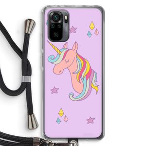 Roze eenhoorn: Xiaomi Redmi Note 10 Pro Transparant Hoesje met koord