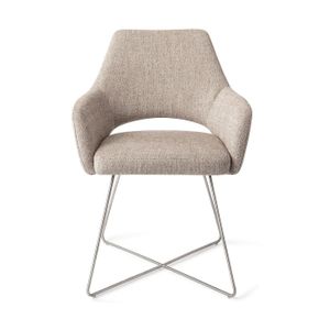Jesper Home Yanai eetkamerstoel Biscuit Beach cross steel