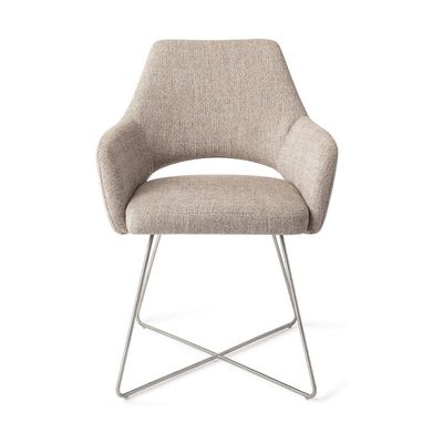 Jesper Home Yanai eetkamerstoel Biscuit Beach cross steel