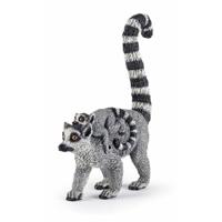 Speelgoed Ringstaart Maki aap met baby - figuur - 12 cm - kunststof - speeldieren - dieren
