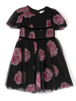 Monnalisa robe en tulle à fleurs - Noir - thumbnail