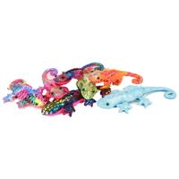 Nature Planet Pluche kameleon - knuffeldier - met glitters - 20 cm - bosdieren knuffel