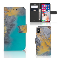 Apple iPhone X | Xs Bookcase Marble Blue Gold