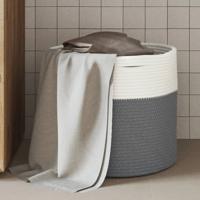 VidaXL Opbergmand ø 40x35 cm katoen grijs en wit