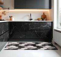 Grijze zeshoeken vinyl vloerkleed keuken