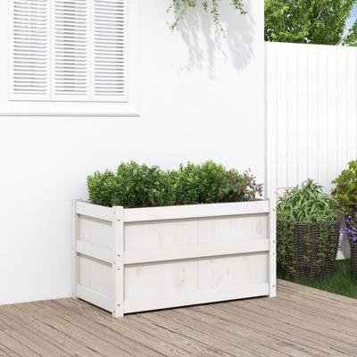 VidaXL Plantenbak 90x50x50 cm massief grenenhout wit