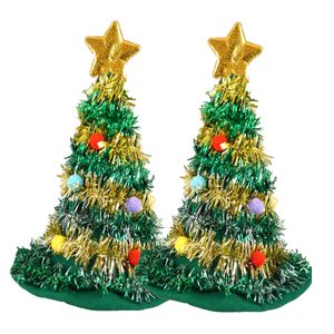 Kerstboom hoeden/mutsen - 2x st - 43 cm - groen - volwassenen - kersthoed/muts