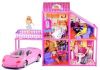 Viking Choice  Poppenhuis grote villa voor poppen 76 cm met roze sportauto & accessoires - thumbnail