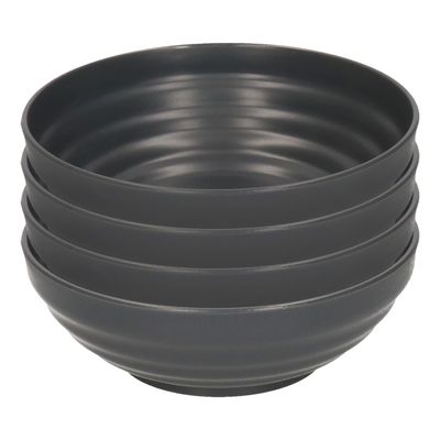 Kommetjes/schaaltjes - 4x - Dessert/ontbijt - Kunststof - D13 cm - antraciet