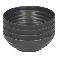 Kommetjes/schaaltjes - 4x - Dessert/ontbijt - Kunststof - D13 cm - antraciet