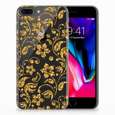Apple iPhone 7 Plus | 8 Plus | TPU Case | Gouden Bloemen