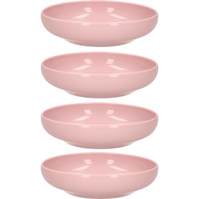 Kommetje/schaaltje - 4x - Dessert/ontbijt - Kunststof - D16 x 4 cm - pastel roze Kommetje/schaaltje - 4x - Dessert/ontbijt - Kunststof - D16 x 4 cm - pastel roze