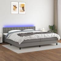Boxspring met matras en LED stof donkergrijs 200x200 cm