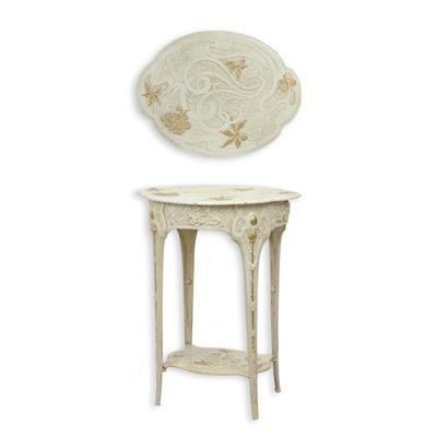 A WHITE CAST IRON ART NOUVEAU FLOWER TABLE