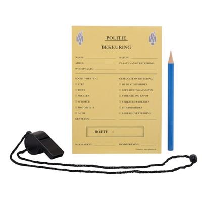 Politie Bonnenboekje - incl. fluitje en potlood - 50 velletjes - speelgoed / verkleden Politie Bonnenboekje - incl. fluitje en potlood - 50 velletjes - speelgoed / verkleden