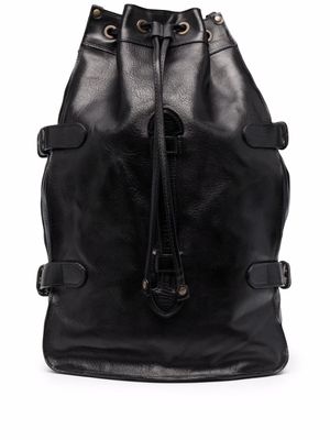 Officine Creative sac à dos en cuir à lien de resserrage - Noir