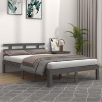 Bedframe massief hout grijs 200x200 cm