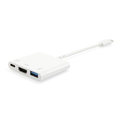 Equip 133461 usb type c to hdmi female/usb a female/pd adapter, 4k, pastic, 15cm, white