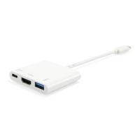 Equip 133461 usb type c to hdmi female/usb a female/pd adapter, 4k, pastic, 15cm, white