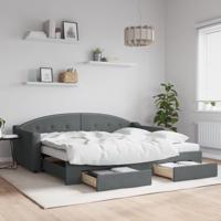 Slaapbank onderschuifbed en lades 90x200 cm stof donkergrijs