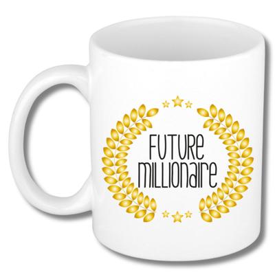 Cadeau koffie/thee mok - stagiaire - Future Millionaire - wit - 300 ml - keramiek