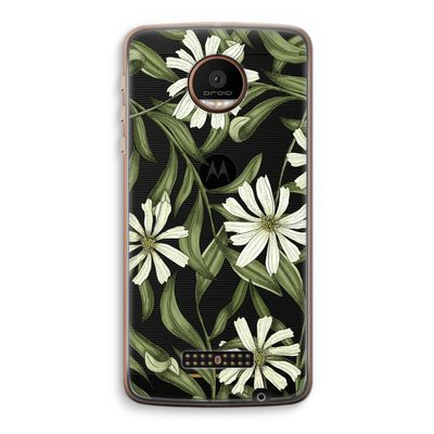 Wit bloemenpatroon: Motorola Moto Z Force Transparant Hoesje